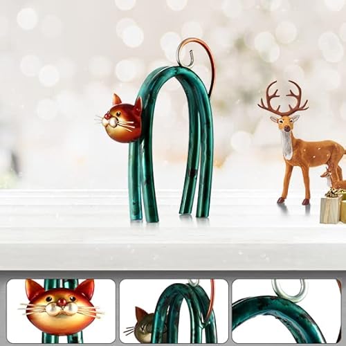 Tooarts U Shaped Cat Metal Ornament, Modern Cat Sculpture Decoration, Little Cat Figurine For Christmas Birthday Gift, Home Office Living Room Desk Shelf Decor Stand, Cat Gift For Cat Lover #TOP2