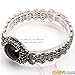 Fashion Jewelry Link Bracelet Tibetan Silver Marcasite Oval Faceted 25mmx30mmx7 Inches Blue Stone