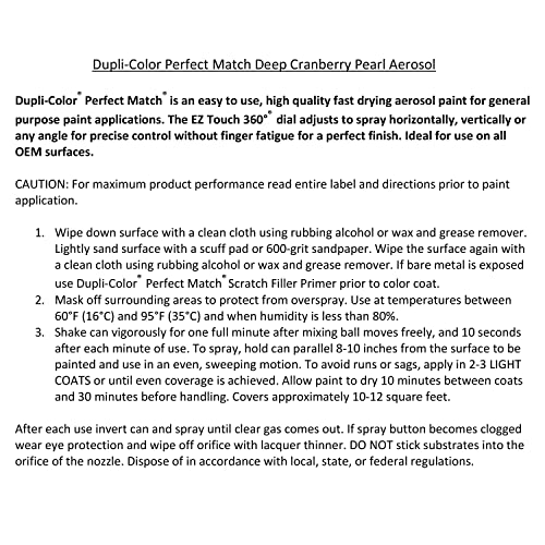 Image of Dupli-Color EBCC04007 Deep Cranberry Pearl Perfect Match Automotive Paint for Chrysler Vehicles - 8 oz. Aerosol