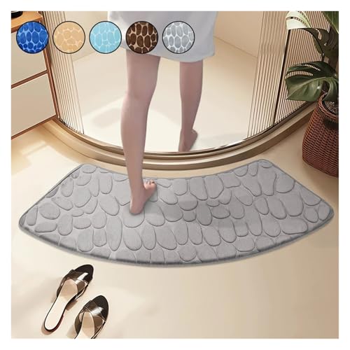 Tapis de bain incurvé antidérapant absorbant rose pour douche 37x100 - 3