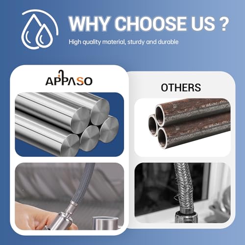 APPASO Torneira de cozinha sem toque, torneira de cozinha com sensor de movimento inteligente de 3 m