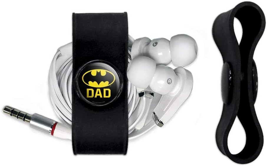 Batman Bat Dad Shield Logo Headphone Earbud, Wire Organizer Set of 2, White image 2