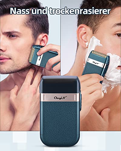 Foto von CkeyiN Elektrorasierer Herren, Rasierer Elektrisch, Rasierapparat Blau,Präzisionstrimmer,Barber Shaver Trimmer Wasserdicht Wet & Dry,USB wiederaufladbarer und kabelloser
