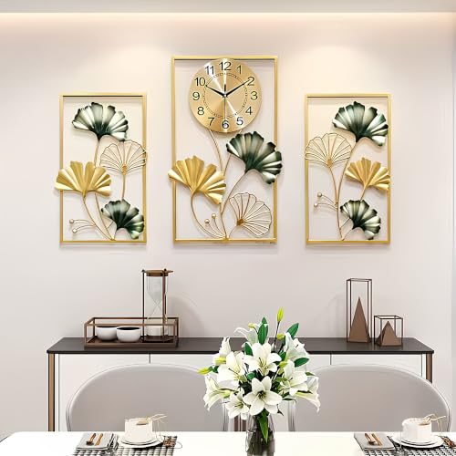 Image of Metal Wall Clock for Living Room Stylish Antique Big Wall Decor Clock Metal Unique Wall Clock for Home Decor (Set of 3)