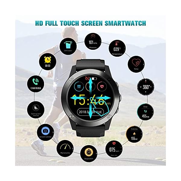 TEZER Smartwatch Herren Fitness Tracker Voll Touchscreen Fitness Armband mit Farbbildschirm Pulsuhren Aktivitätstracker Schrittzähler Musiksteuerung Outdoor Sportuhr für Huawei Android iOS – Bild 3