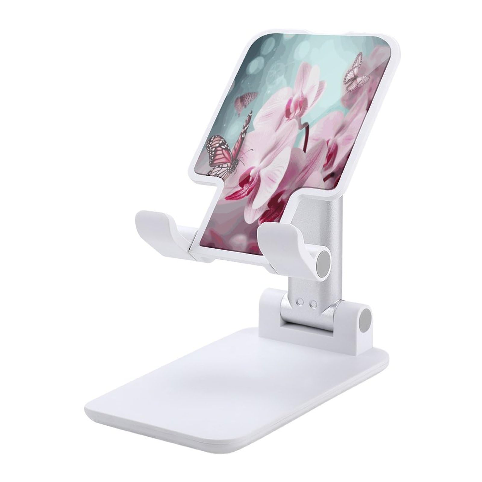 Support réglable pliable motif orchidée avec angle ajustable pour smartphone