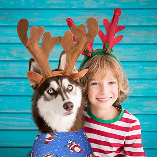 Dacitiery 2 Pack Christmas Dog Bandanas, Santa Claus Bandanas Triangle Bibs Dog Christmas Scarf XMas Dog Kerchief Set for Small Medium Large Dog and Cats Pet Costume Accessories (Red&Blue)