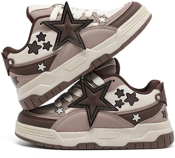 Star Shoes Walking Sneakers for Women Round Toe Y2K Aesthetic Cute Star Detail Comfort Grip US 5.5-8 - Image 7