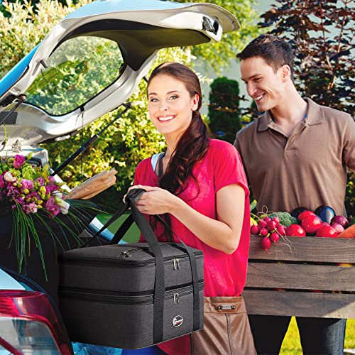 Ghvyennttes Double Insulated Casserole Carrier, Expandable Casserole Carriers For Hot Or Cold Food, Large Capacity Food Carrier For Parties, Picnic, Travel, Fits 9"X13" And 11"X 15" Baking Dish, Grey #TOP6