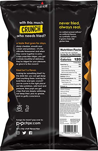 Popchips Potato Chips Ridges, Cheddar & Sour Cream, Gluten Free 5 Ounce (Pack Of 12) #TOP1