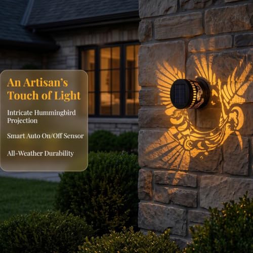 Hummingbird Solar Lantern Fence Lights Outdoor Wall Decor Mount on Post - image 5