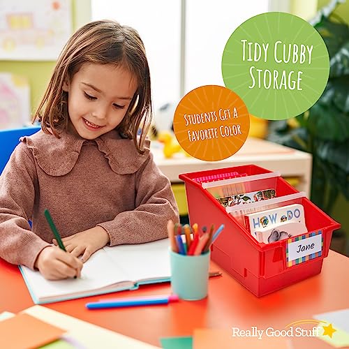 Image of Really Good Stuff Rainbow Chapter Book Classroom Library Bins with Dividers
