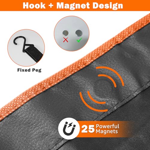 Image of Fender Covers for Mechanics,3Pcs Microfiber Leather Car Fender with 25 Stronger Magnets & Hooks Automotive Fender Protector Mats Pads for Sedans Trucks SUVs Station Wagon - Size L