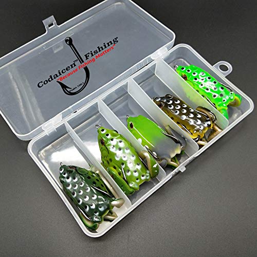 Bass Topwater Frog Lures Kit - Soft Plastic Fishing Lures Bait Set 5 Pc - Bass, Pike, Snakehead - Tackle Box - Freshwater Fishing Lures (Frogs With Legs)- U.s. Veteran Owned #TOP7