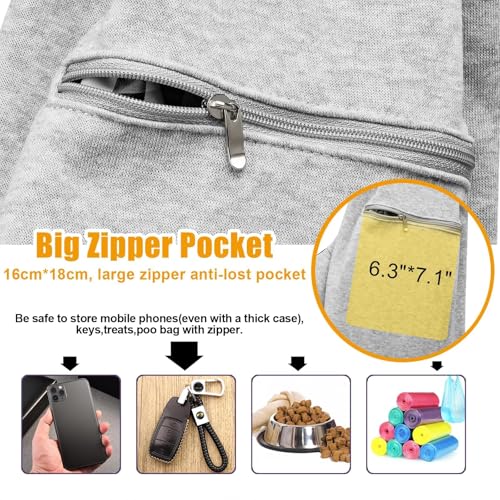 Image of Tomkas Small Dog Cat Sling Carrier Puppy Purse Travel Wrap Soft Crossbody Pet Bag (Grey, M - Zip Pocket & Classic Strap)