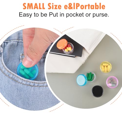 Dimeho - Lot de 6 petites boîtes à pilules de voyage, organiseur quotidien de pilules, porte-pilules portable, mini contenant à pilules, boîte de rangement pour médicaments de poche, sans BPA, pour – vue 4