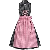 Almsach Damen Trachten-Mode Midi Dirndl Fariba in Anthrazit traditionell, Größe:32, Farbe:Anthrazit