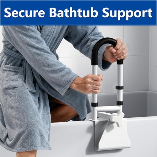 Adjustable Bathtub Safety Rail, Bathtub Handle Grab Bar with Non-Slip Grip for Seniors, Elderly, Fits 3.1 to 6.7 Inch Tub Walls, Supports 300 lbs - Image 7