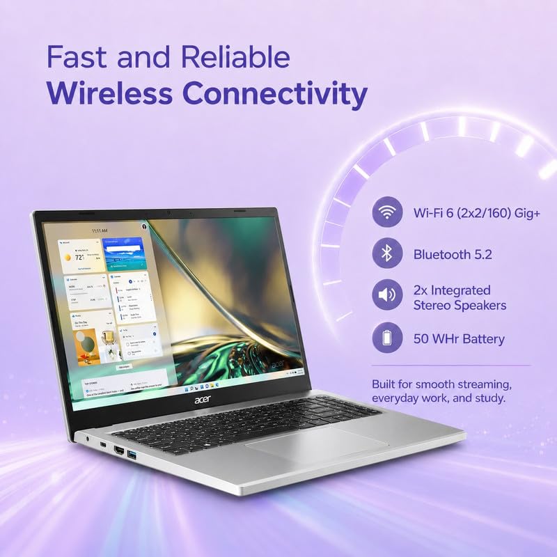 Image of Acer Aspire 3 15.6 inch Touchscreen Laptop, AMD Ryzen 5 7520U, 16GB LPDDR5 RAM, 1TB SSD, FHD IPS Display, Wi-Fi 6, USB-C, Windows 11 Pro, Office 2021, Mouse & Hub
