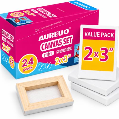 AUREUO Mini Stretched Canvas - 2x3 Inch / 24 Pack