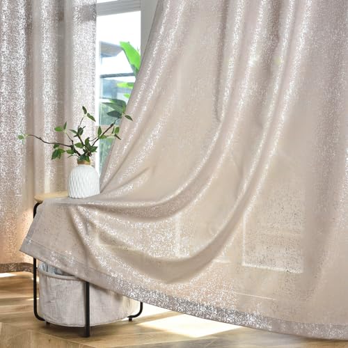TERLYTEX Taupe Metallic Shimmer Curtains 52x95 2 Panels