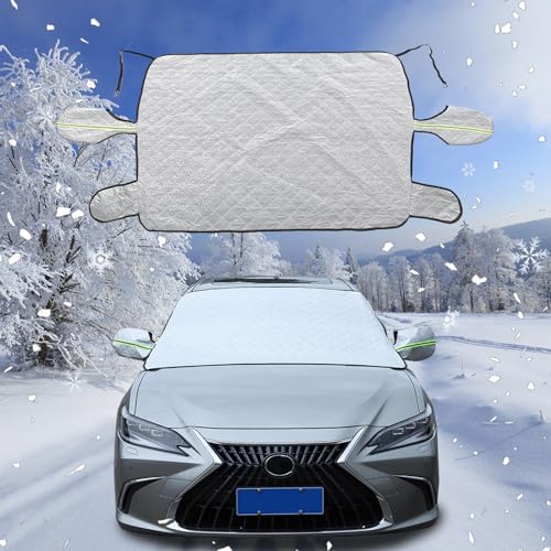 Image of Windshield Snow Cover Compatible with Lexus ES 2001-2024, Car Snow Cover, Front Windshield Sunshade, Exterior Windscreen Sun Shade, UV-Rays Sun Ice Snow Frost Protector, 4-Layer Windshield Cover