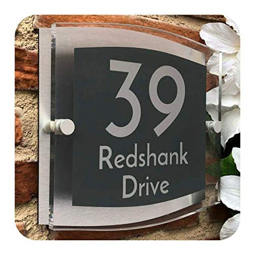 Modern Personalised House Number Plaques Door Sign Retro TV, Anthracite Grey Amazon.co.uk