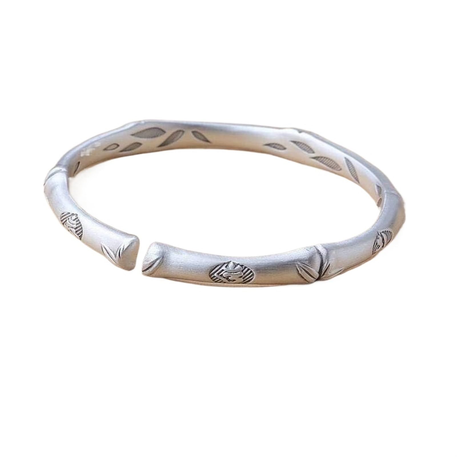 Bracciale in argento, bracciale rigido alla moda, bracciale rigido in argento 999 da donna in bambù riportato citazioni buddiste felici Bracciale in argento Nanmo Amitabha I braccialetti possono esser