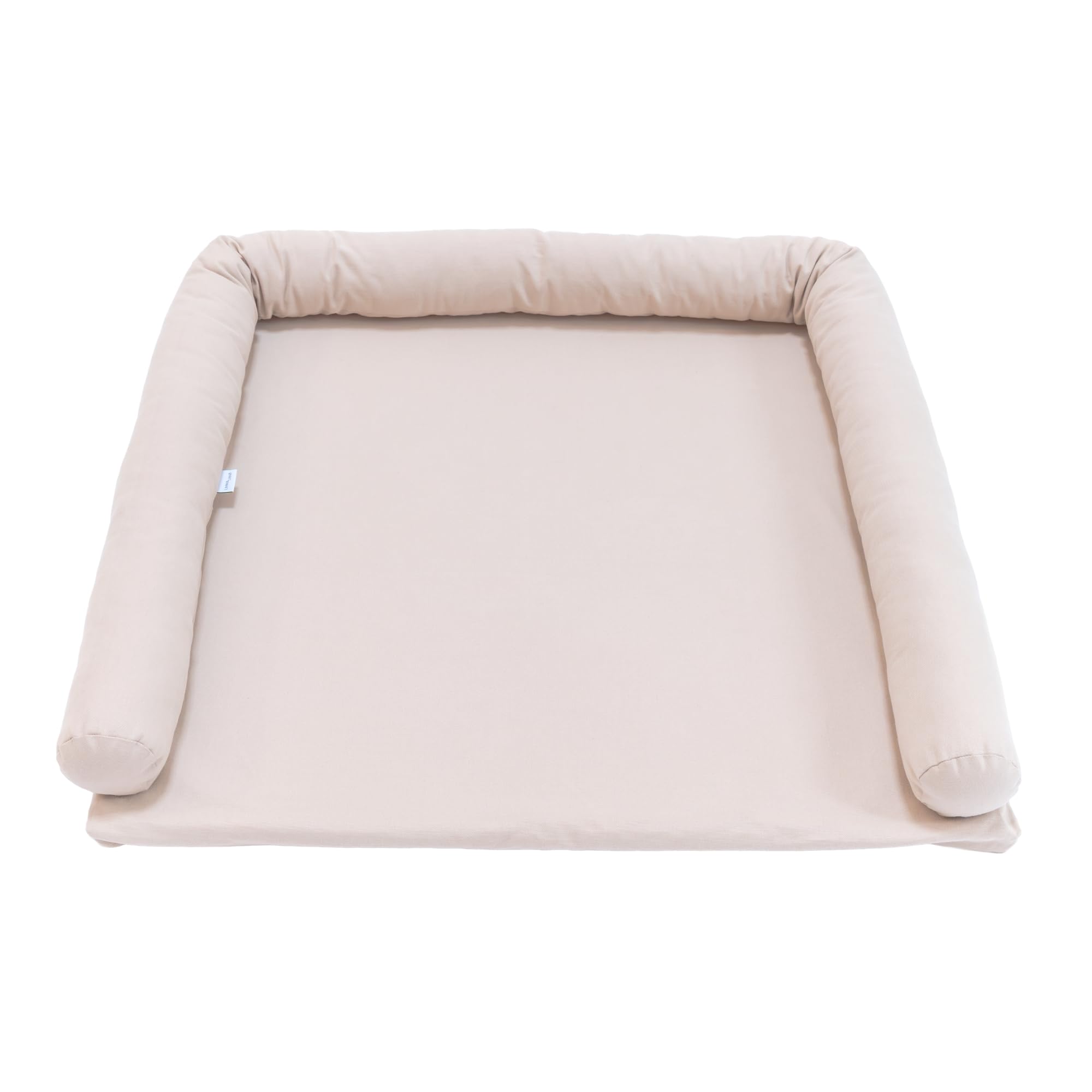 LIMMALAND Wickelauflage 76 × 79 cm mit Wickeltischumrandung – aus 100% Baumwolle, waschbar, sanfter Liegekomfort (Pure Beige) - 2