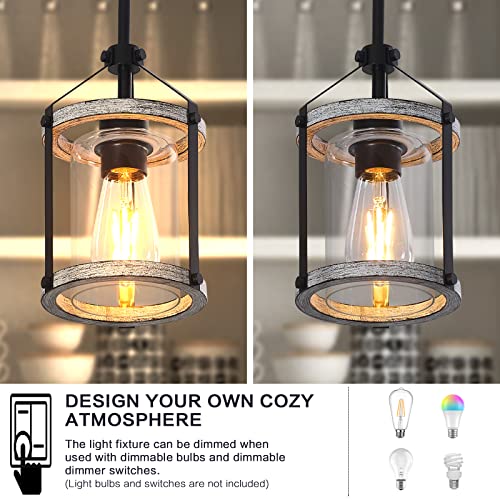 Farmhouse Glass Pendant Light Fixtures,Pendant Lights Kitchen Island,Adjustable Rustic Farmhouse Pendant Light For Foyer, Sink, Kitchen Island, Porch (1 Light) #TOP4