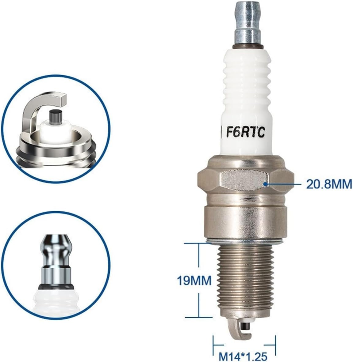 2-8PCS Spark Replacement Parts Suitable for 98079-56855 1Y01-18-110 09482-00487 09482-00299 Ordinary Spark F6RTC(8 Pieces F6RTC)