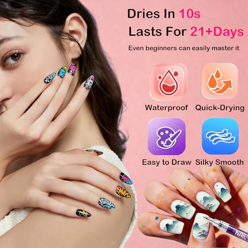 50% Off 12-Color Nail Art Pens Set with Fine Tip