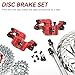 HERCHR Mechanical Disc Brake Set, Front and Rear Bicycle Bike Disc Brake Calipers Compatible with 160mm Rotor Mounting Adapter MTB Bike Cycling Bicycle Caliper Accessories(red)