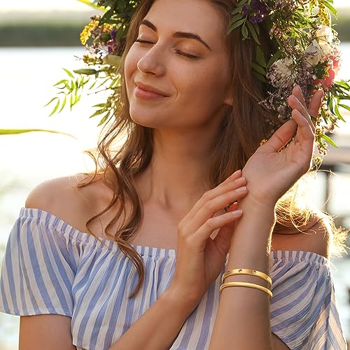 image for MPRAINBOW Gold Bracelets for Women, 2Pcs 18K Gold Plated Cubic Zirconi