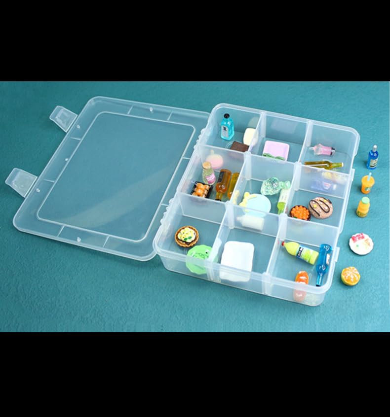 Image of 2 PCS Clear Plastic Organizer Box Container Craft Storage with Adjustable Dividers (9 Girds) for Small Items and Bead Rings Jewelry Display Organizer Size 7.24 x 6.1 x 1.65 in
