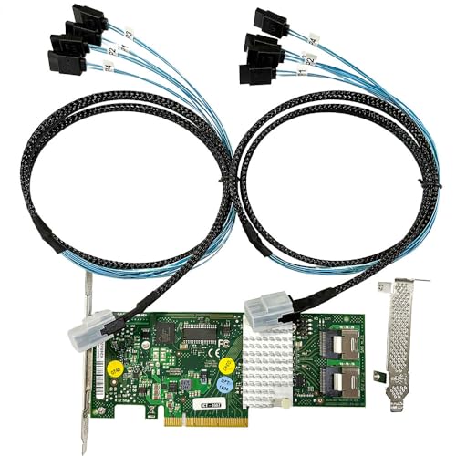 Scheda SAS HBA compatibile con LSI 9211-8i IT Mode e D2607, scheda di espansione PCIe SATA, 8 porte 6Gbps PCIe 2.0, 2× SFF-8087 a 4× cavi SATA per NAS ZFS TrueNAS unRAID