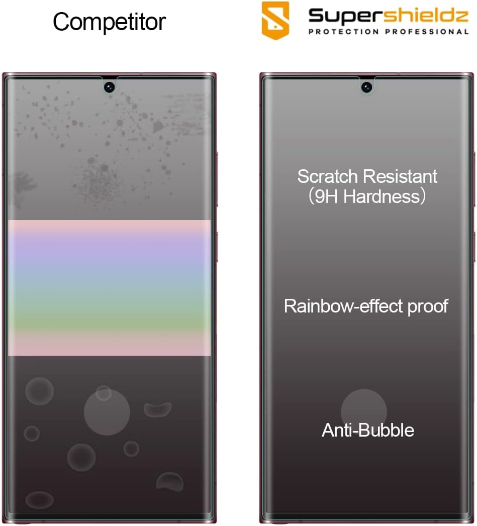 Supershieldz (2 Pack) Designed for Samsung (Galaxy S22 Ultra 5G) Tempered Glass Screen Protector, (3D Curved Glass) Anti Scratch, Bubble Free (Black)