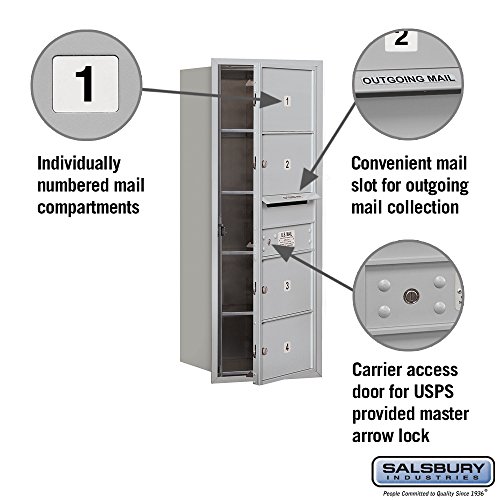 Salsbury Industries 3710S-04Afu 4C Horizontal Mailbox, Aluminum #TOP1