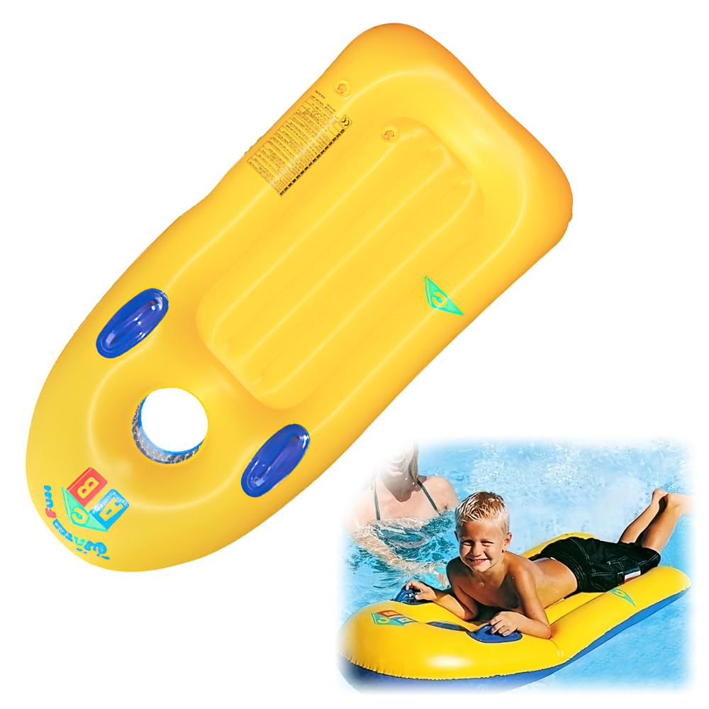 LUFEIS Tabla Surf Inflables para Niños, Bodyboard Hinchable con Asas 116cm, Flotador Portátil Hinchable, para Niños Verano Playa Surf Natación Deportes Acuáticos