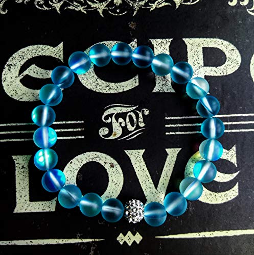 HOPE INSPIRED Mystic Mermaid Glass Bracelet with 8 mm Blue Moonstone Beads4