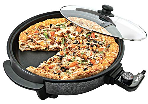 Foto von Silva-Homeline PPF 1503A Partypfanne mit Glasdeckel zum Kochen, Braten, Dünsten, Auftauen und Warmhalten, Ø 32 cm, 1500 W, Schwarz