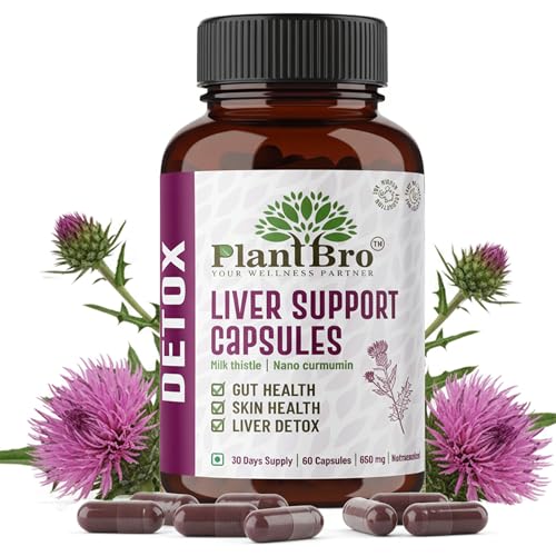 Image of Liver Support Capsules - Milk Thistle & Nano Curcumin (650mg) | Herbal Detox & Gut Health Supplement | Supports Liver Cleanse, Skin Health & Immunity (60 Capsules)