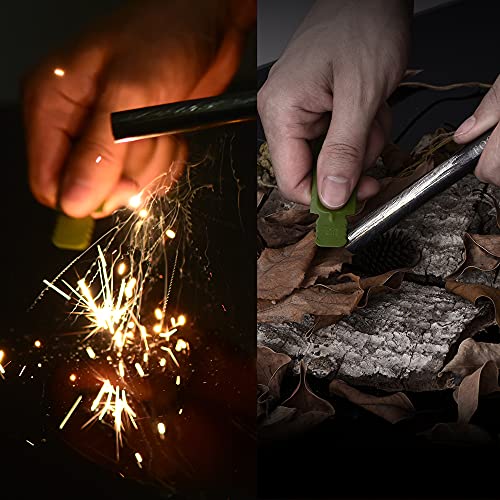 Fostar 5 Inch Emergency Weatherproof Flint Ferrocerium Rod Fire Starter, With Whistle, Steel Multitool Striker Paracord Lanyard Handle Survival Ferro Rod Kit #TOP5