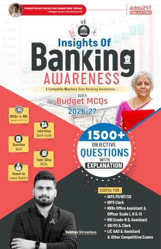 Image of Adda247 Insights of Banking Awareness with Budget 2026-27 & 1500+ Objective Questions For IBPS PO /Clerk /MT /SO,IBPS RRB,RBI Grade -B,SBI PO & Clerk ... Printed Edition) By Vaibhav Shrivastava