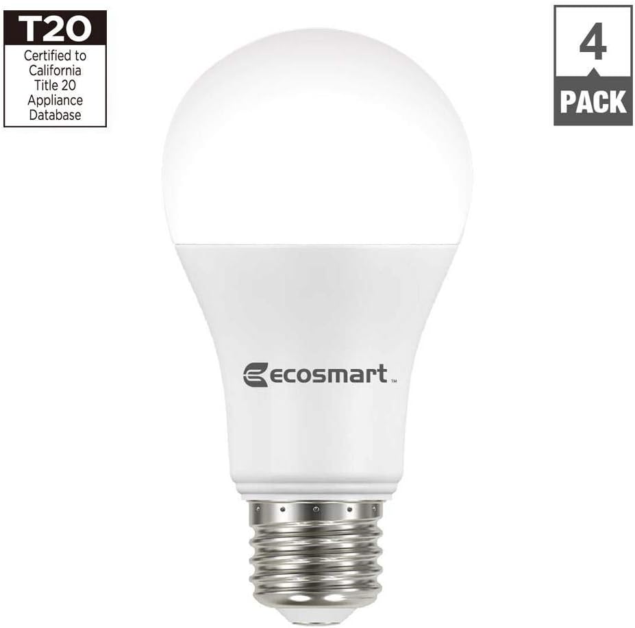 EcoSmart 100-Watt Equivalent A19 Non-Dimmable CEC LED Light Bulb Daylight (4-Pack)