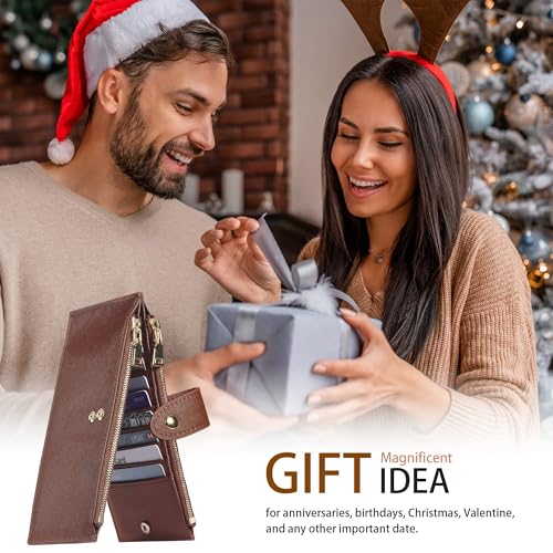 Image of Travelambo RFID Wallet Women Large Size Bifold Multi Card Wallet Case with Zipper Pocke Credit Card Holder for Women