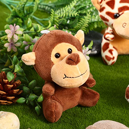 12 Mini Stuffed Jungle Animals Set - 4.8" Plush Elephant, Lion, Giraffe & Tiger For Themed Parties & Awards #TOP5