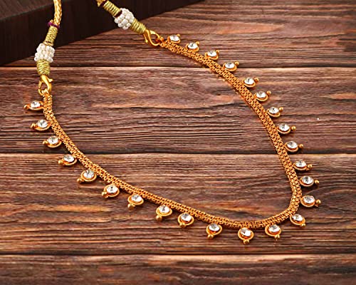 Jewar Necklace Indian Bollywood Set AD CZ Elegant Gold Plated Choker Fashion Handcrafted Traditional Royal Mughal Jewelry for Women & Girls3