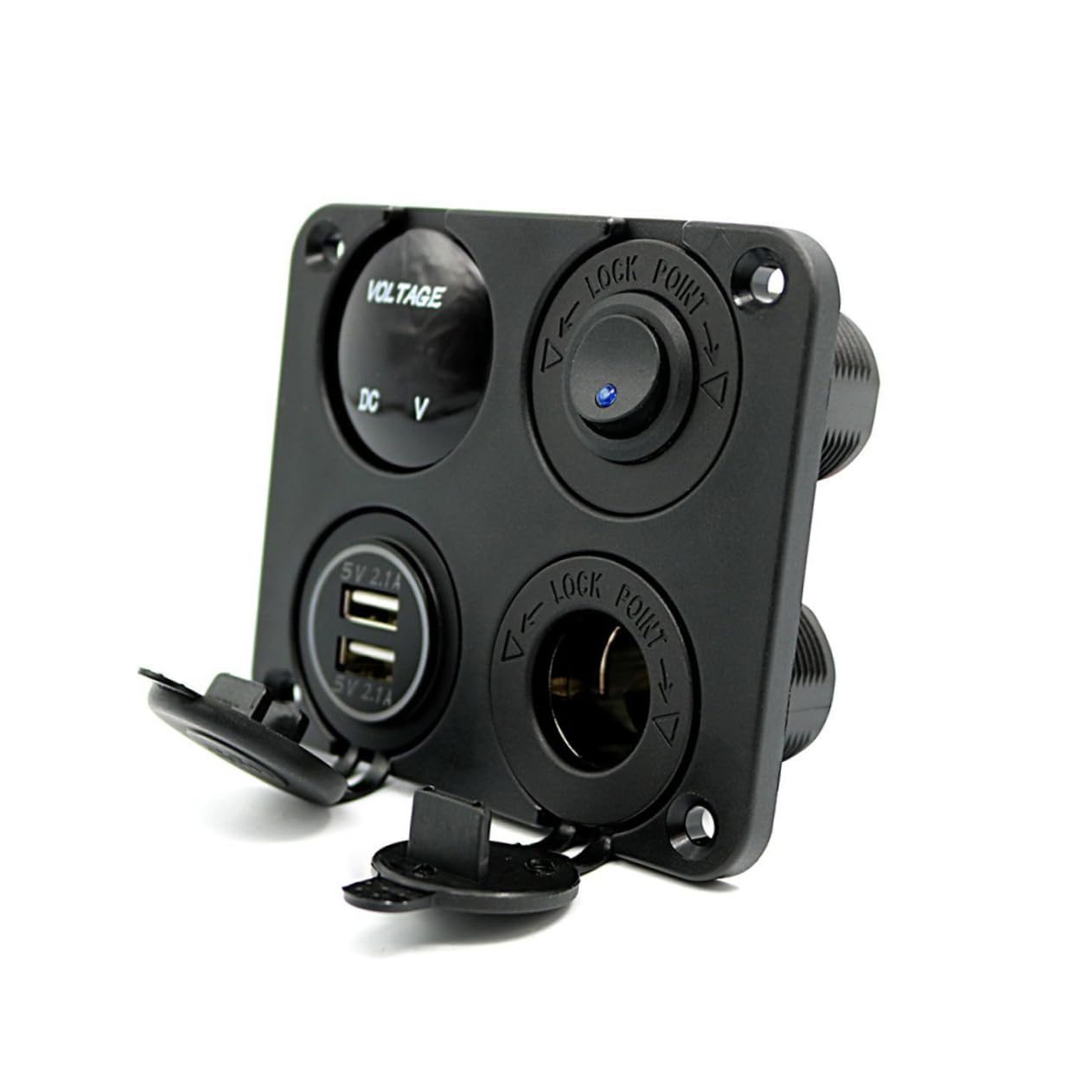 HEMOTON 2pezzi Caricabatterie Usb Dual Con Voltaggio Verde Led Pannello Per Auto Barca e Veicoli Combinazione Di Alimentazione e Tester Voltaggio Con Funzione Di Spegnimento