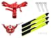 Microheli CNC Triple Yellow Carbon Plastic Blades Conversion Set (RED) - OMP Hobby M2 V1/V2/EXP